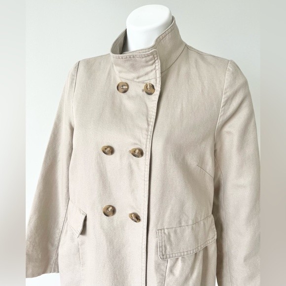 Joie Cotton Linen Tan Trench Coat L Jacket - Picture 2 of 11